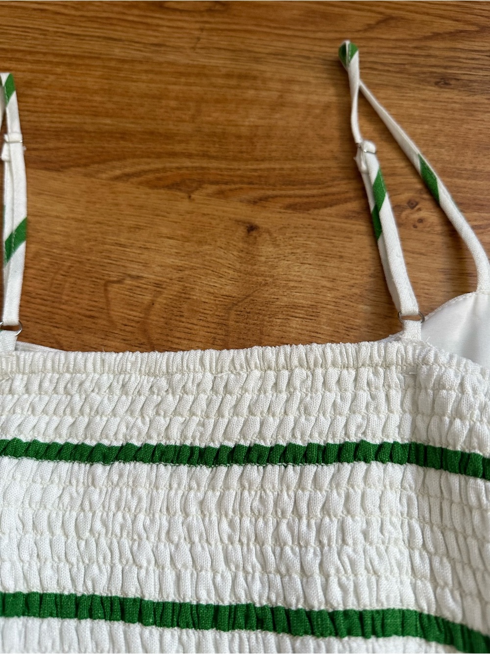 By the River White Green Stripe Maxi Dress M Open Back - Picture 11 of 14